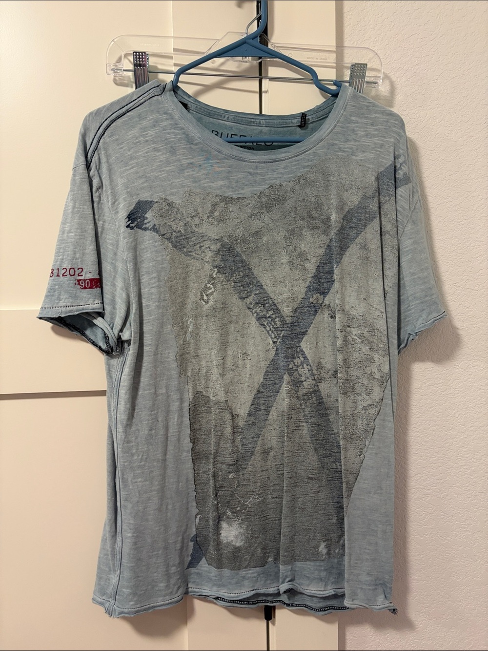 Buffalo David Bitton Faded Light Blue Graphic Tee